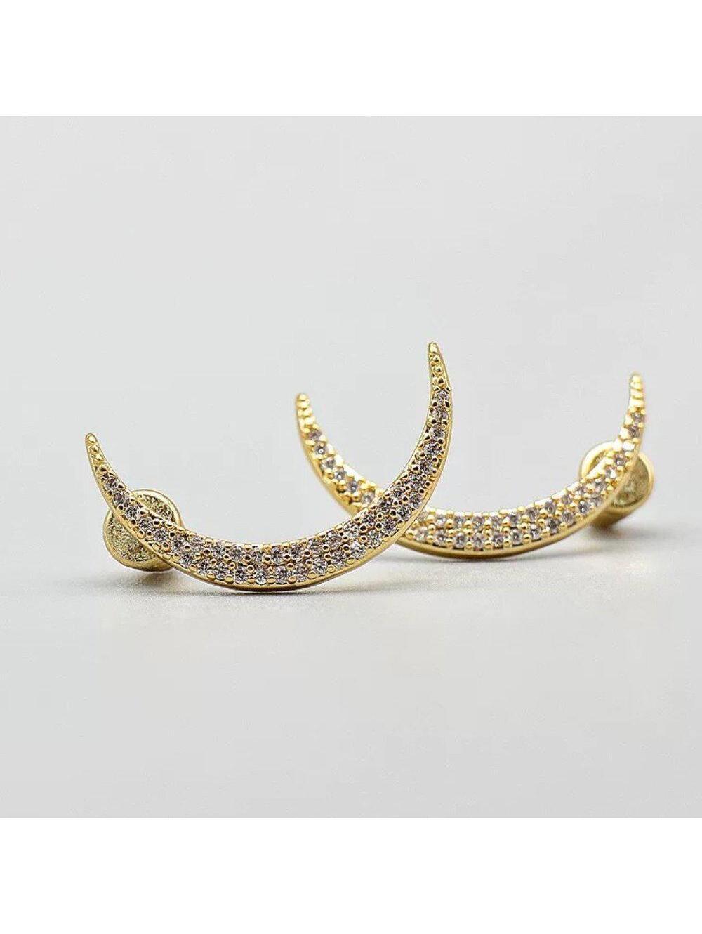 Anthropologie Embellished Crescent Earrings